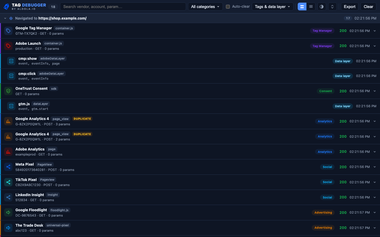 Tag Debugger Panel